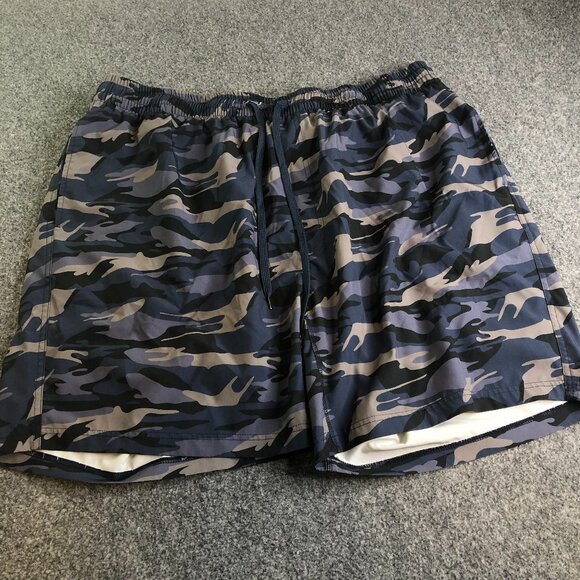 Society of One Shorts Mens 3XL Blue Gray Camo Lined Stretch Performance Gym - Picture 1 of 12